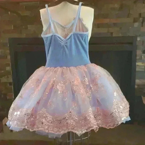 Marine blue and rose gold dance costume - Picture 2 of 5